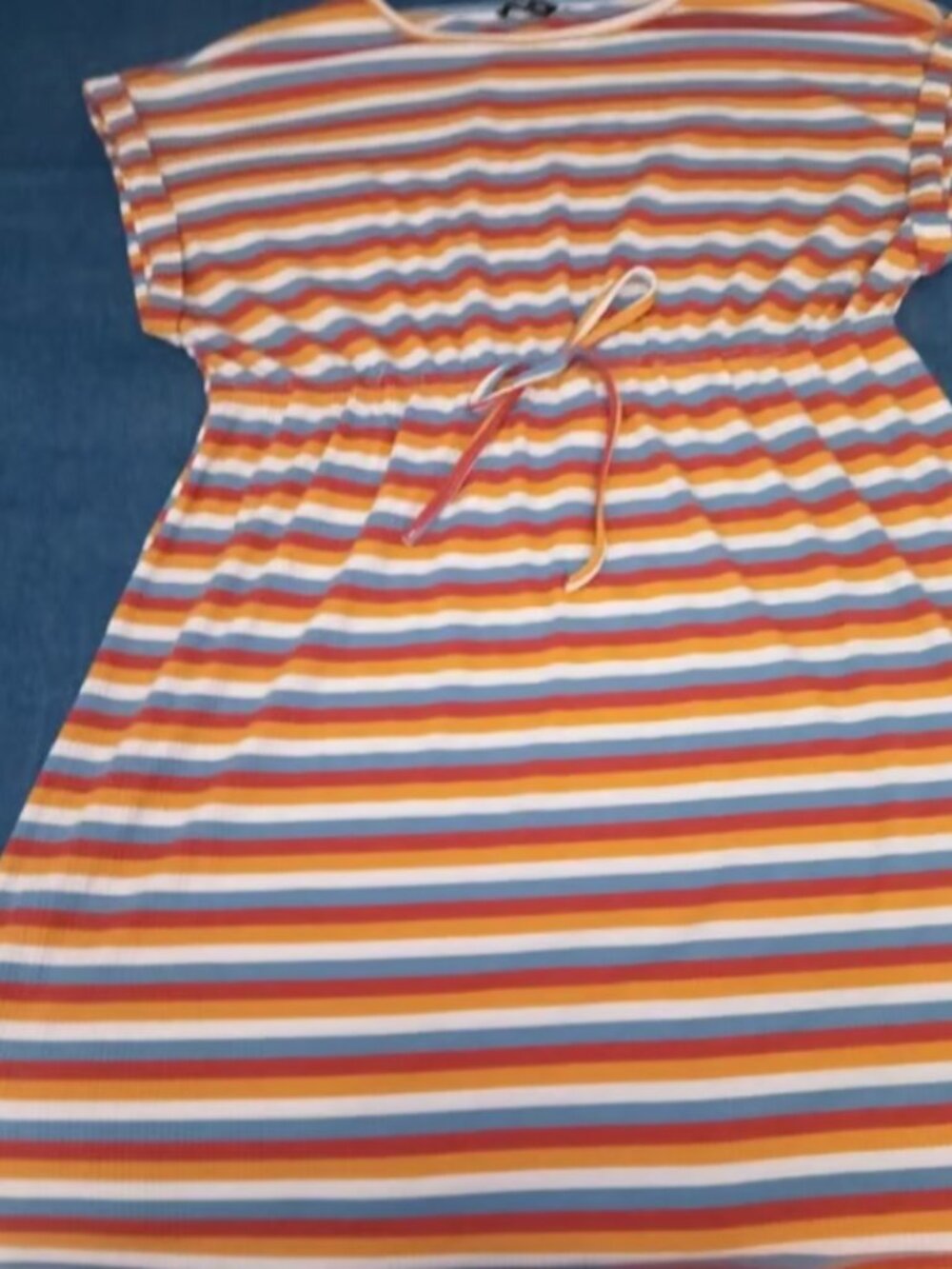 Shein Striped Elastic Waist Mini Dress